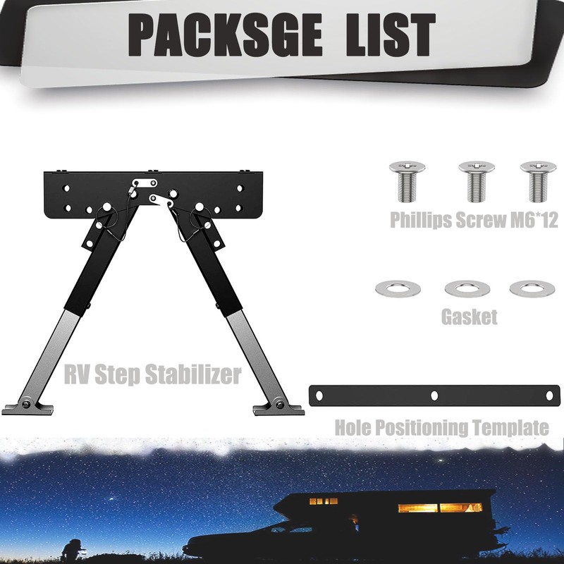 RV Step Stabilizer Kit for Travel Trailers and Motorhomes, RV