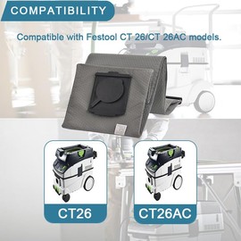 Reusable 26Vacuum cleaner dust bag, 26Vacuum cleaner Longlife Filter Bag,compatible with CT26/CT26AC dust collector, compatible with replacement 496120 long-life dust bag