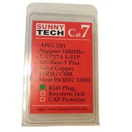 Sunnytech CAT7/7A Plug AWG23/1,1500MHz,10GBase-T Ethernet RJ45 Module Crimp Connector 20 Pack, for Cable Thickness OD 7.0mm