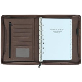 Fan&Ran Zipper Planner Organizer, Undated Starter Set Simulated Leather Cover, Desk size, Vintage Brown