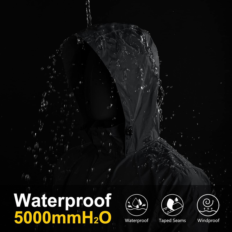 33,000ft Packable Rain Jacket Men's Lightweight Waterproof Rain Shell Jacket