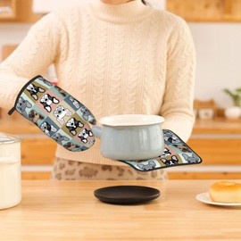 French Bulldog Oven Mitts and Pot Holders Sets of 2, Heat Resistant Non-Slip Oven Gloves and Pad for Cooking Baking Grilling BBQ Gifts