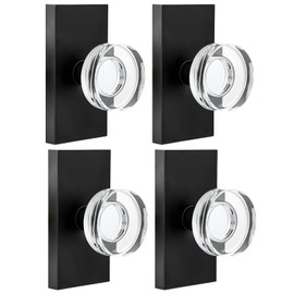 BonKuDoo 4 Pack Glass Crystal Dummy Door Knobs Interior for Closet and Bifold, Inactive Matte Black Dummy Door Handles