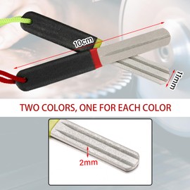 Skylety 2 Pcs Hook Sharpener Hook File for Fishing Diamond File with Handle Portable Double Sided Fine and Medium Grit for Fishing (Light Green and Red)