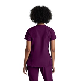 BARCO One 5105 Women's Racer V-Neck Scrub Top Wine XL