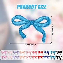20pcs Bow Patches, 10 Colors Cute Iron On Patches Chenille Applique Pink Bowknot Sewing Patches Embroidery Decor Supply for Clothes Hats Pants Jeans Shirt Jackets Backpacks Bags Girls Kids