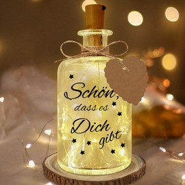 LED Bottle Light Christmas Day, Illuminated Bottle, Frosted Bottle Light - Schön,dass Dich gibt,Illuminated Decorative Bottle with Corks, Christmas Gift, Bottle with Decorative Light, Birthday Gift