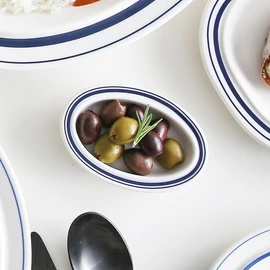 Syracuse maple line oval sauce bowl 10cm 2 colors, line brown / 시라쿠스 메이플 라인 타원 소스볼 10cm 2color, 라인 브라운