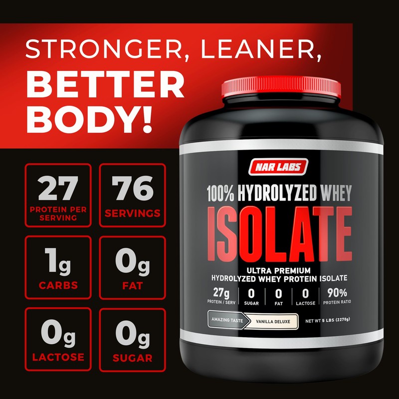NAR LABS Hydrolyzed Whey Protein Isolate 5 lbs (Vanilla Deluxe)