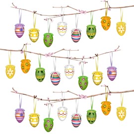 Easter Eggs Decoration Easter Eggs for Hanging, 24 x Colourful Easter Eggs Made of Plastic for Hanging, Easter Decoration Plastic Easter Eggs for Hanging Outdoor and Indoor, Eggs Easter Decoration