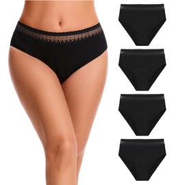 Let it flo Let it flo 4PK Ladies Period Briefs - Lace- 12 - Black