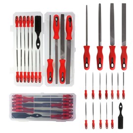 Plg2Sup 17PCs Metal File Set, Metal Files for Steel, GCr15 12 Needle Files and T12 4 Matal Files with Case, 1 Steel Brush, 1 Plastic Box, File Sets for Wood and Metal, for Metalworking & Woodworking