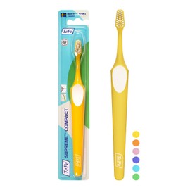 TePe Supreme Compact - Cepillo de dientes suave y duradero (1 unidad, cerdas de dos niveles para una excelente accesibilidad, cepillo de dientes pequeño para niños
