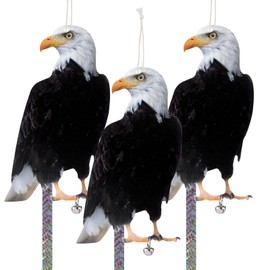 Kungfu Mall Owl to Keep Birds Away, 3 Pack Bird Scare Hawk Fake Owl, Reflective Hanging Bird Decoration, Bird Control Device to Keep Birds Pigeon Woodpecker Away from Patio Garden