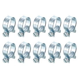sourcing map 10Pcs Mini Fuel Line Pipe Hose Clamp Clip, Adjustable 18-20mm(0.71"-0.79") Fuel Injection Line Style Hose Clamp, Zinc Plated Pipe Hose Clip Tube Clamps