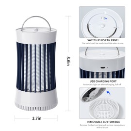 Phosooy 2 Packs Indoor Electric Bug Zapper with Fan, 2-in-1 Plug-in 1500V High Voltage Mosquitoes Killer with Hanger, Small Fly Insects Lamp Trap Catching Moth Gnat Fruit Flies, White & Black