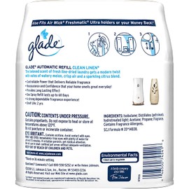 Glade Automatic Spray Refill, Air Freshener for Home and Bathroom, Clean Linen, 6.2 Oz, 2 Count