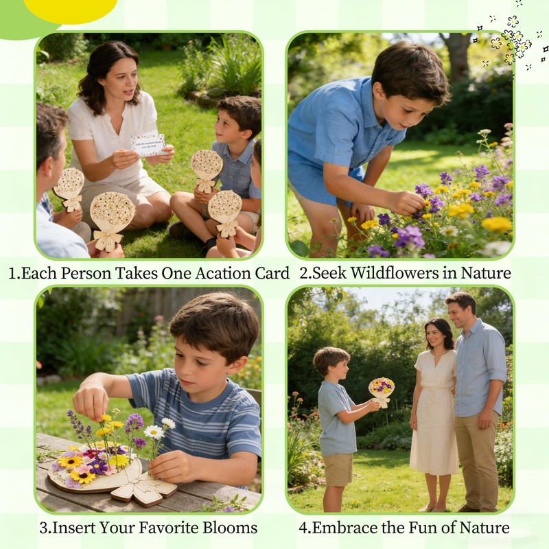 Wooden Flower Collector Nature Exploration Outdoor Board 10 Pcs