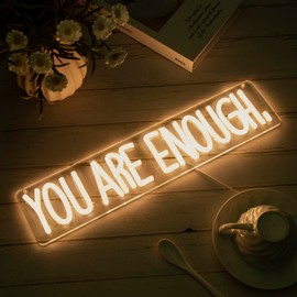 You Are Enough Neon Sign Dimmable Neon Signs for Wall Decor Affirmation LED Signs USB Neon Light Up Sign for Bedroom Living Room Reading Room Classroom Book Party Library Decoration for Women Men Kids