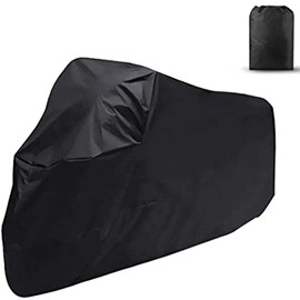 Jiula Cubierta Impermeable para Motocicletas 210D XL - Funda para Moto Protectora a Prueba de UV Lluvia Polvo Viento Nieve Excremento de Pájaro al Aire Libre (230 * 125 * 95 cm, Negro)
