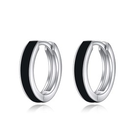 SHEAISRS Black Hoop Earrings Men Sterling Silver Mens Earrings Jewelry for Men Women