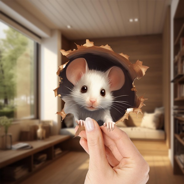 3D Mouse Wall Decal - Mouse Hole Wall Sticker Decal