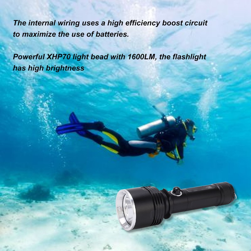 DV13 Diving Flashlight 1600LM High Bright Underwater Flashlight Torch IPX8