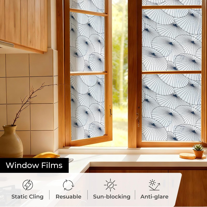 Window Stickers, Stained Glass Window Privacy Film, UV Blocking Static