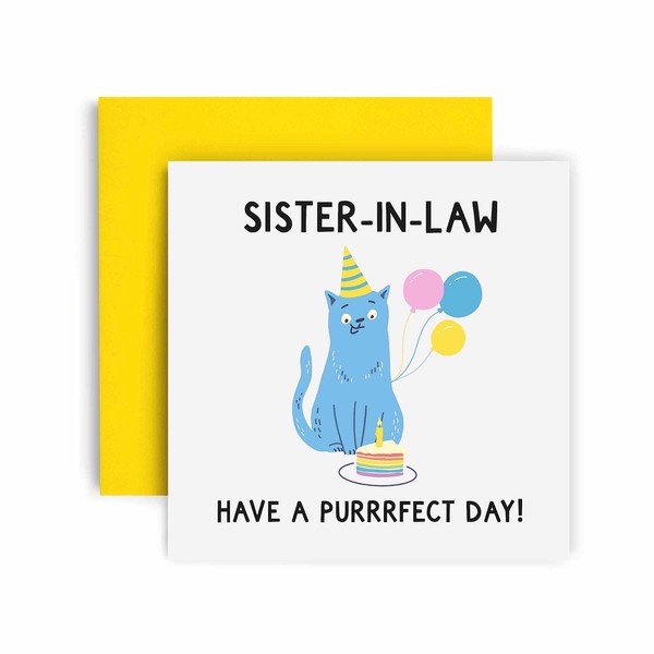 Huxters Birthday Cards for Women – The Purrfect Cat Sister In Law Happy Birthday Card for Birthday, Mother’s Day – Sister Birthday Card with Lovely Pink Envelope – Funny Birthday Card (Sister-in_Law)