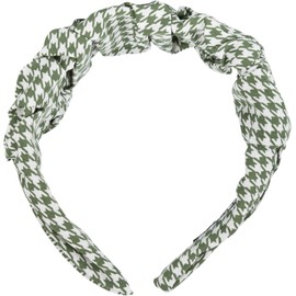 styleBREAKER Ladies Hairband with Houndstooth Pattern in Subtle Frill Optics, Hairband Pepita, Hair Accessories 04027044, Colour:Green-White