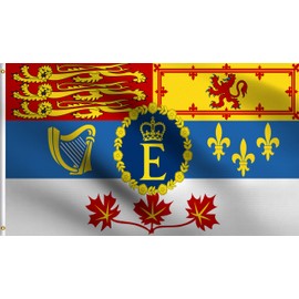 DMSE Canada Royal Standard The Queen's Personal Canadian Flag 3X5 Ft Foot 100% Polyester 100D Flag UV Resistant (3' X 5' Ft Foot)