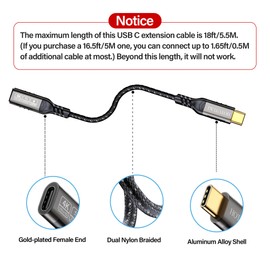 USB C Extension Cable 10ft,usb c female to usb c male cable long,usc to usc extender cable usb 3.2 Extension 240W PD Fast Charging 20 Gbps Compatibility with Laptop Tablet Mobile Phone and more