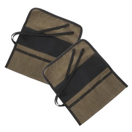 Tofficu 2pcs Multi-Purpose Tool Roll Bag Sturdy Canvas Tool Storage Pouch for Electricians Wrench Organizer Zipper Closure for Home and Workshop