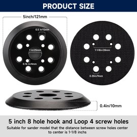 STEBRUAM 2 x 5 inch 8 hole sanding disc, 125 mm replacement pad pads for Ryobi RS290 RS280, Milwaukee 6021-21, 6034-21