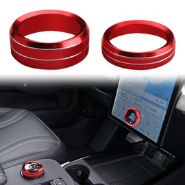 Auovo Volume Control Knob Cover Compatible with Ford Mustang Mach E Accessories 2024 2023 2022 2021 Mach-E Gear Shift Switch Knob Cover Ring Aluminum Alloy (Red)