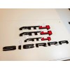 GMC 4PCS Gloss Black Red AT4 Emblem Sierra Letters Fit