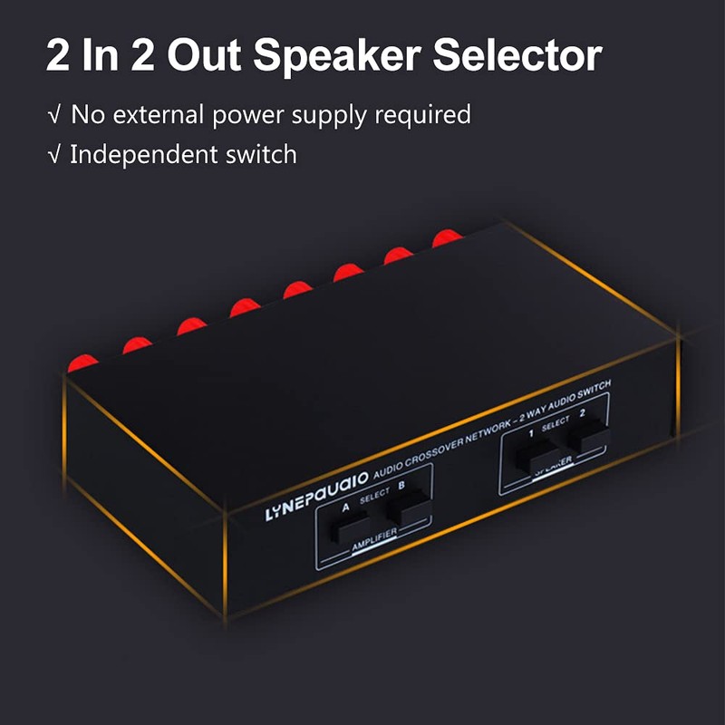 Speaker Selector, 2 in 2 Out Speaker Selector Switch Audio
