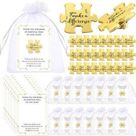 Solsew 100 Sets Valentines Day Gifts for Employees Coworkers Appreciation Gifts Puzzle Piece Lapel Pin Thank You Cards for Team Staff (Difference)