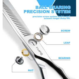 FMPZ Professional Thinning Shears for Hair Cutting - 6.0"Japanese Stainless Steel Barber Scissors - Featuring Fine Adjustment Tension Screw