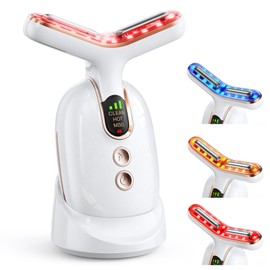 Red Light Therapy for Face and Neck, Skin Lifting & Firming Face Massager Tool, Wrinkle Reducer Face Sculpting Tool, Micro-Current Facial Beauty Device (Model AM-810B)