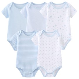 MAMIMAKA Unisex Baby Bodysuits Baby Clothes Short Sleeve Bodysuits Onesies Cotton 5-Pack for Boys and Girls