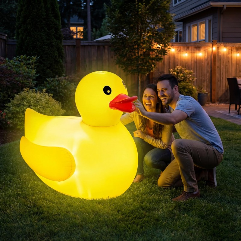 Hungdao 1 Pack 4 Feet Christmas Light up Inflatable Duck
