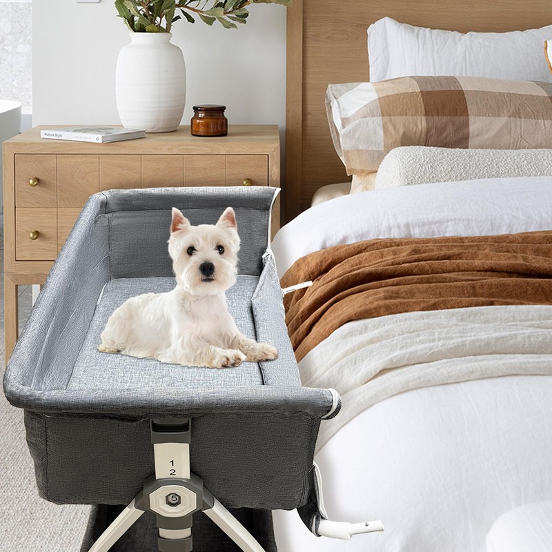 Bedside Cosleeper Pet Dog Bed, Raised Dogs Bed 27''-32'' Adjustable