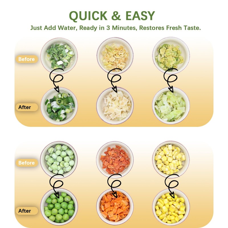 Dried Ramen Toppings, 220G/7.76OZ Dehydrated Vegetables, Natural Freeze Dried Vegetables,