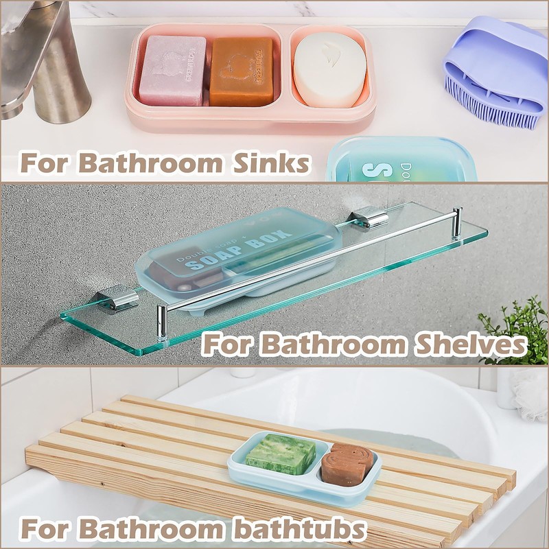 AIDIMMING Large Double Soap Dish, Shampoo and Conditioner Bar Holder