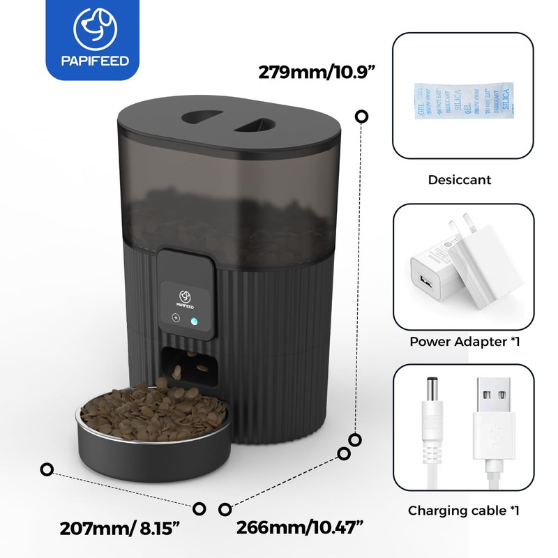 PAPIFEED Automatic Cat Feeder 3.5L/15 Cup 2.4G WiFi Pet Feeder