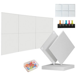 Cork Board for Walls | 6 Pack | 36"x24" Felt Cork Board Alternative, Bulletin Board Tiles for Office Wall Decor, Push Pin Board Wall Home Office Organizer Felt Walls Tiles (Solid) (White)