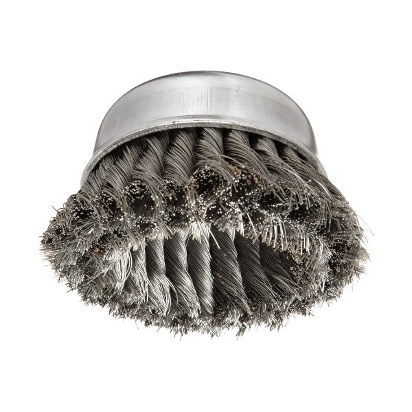 Weiler 12756 4" Double Row Knot Wire Cup Brush, .014" Steel Fill, 5/8"-11 UNC Nut, Made in the USA