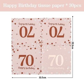 Servietten 70. geburtstag, 30 St√ºck Rosa Geburtstags Servietten, Happy Birthday 70 Servietten, 3-Lagig Milestone 70 Tischdekoration Papierservietten f√ºr Frau Geburtstag Feiern Party Jubil√§um