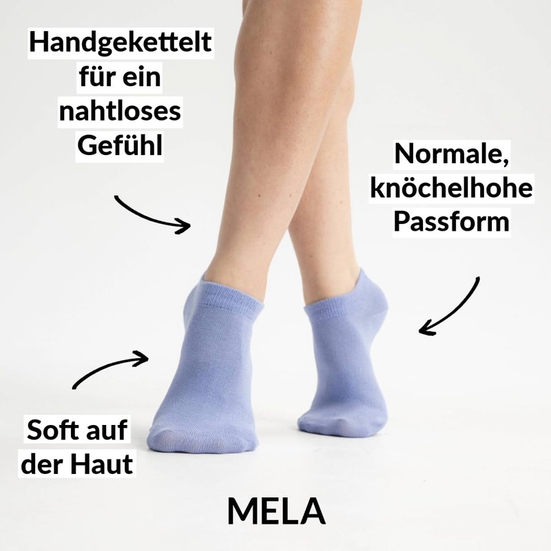 MELAWEAR Trainer Socks Pack of 6, Grey